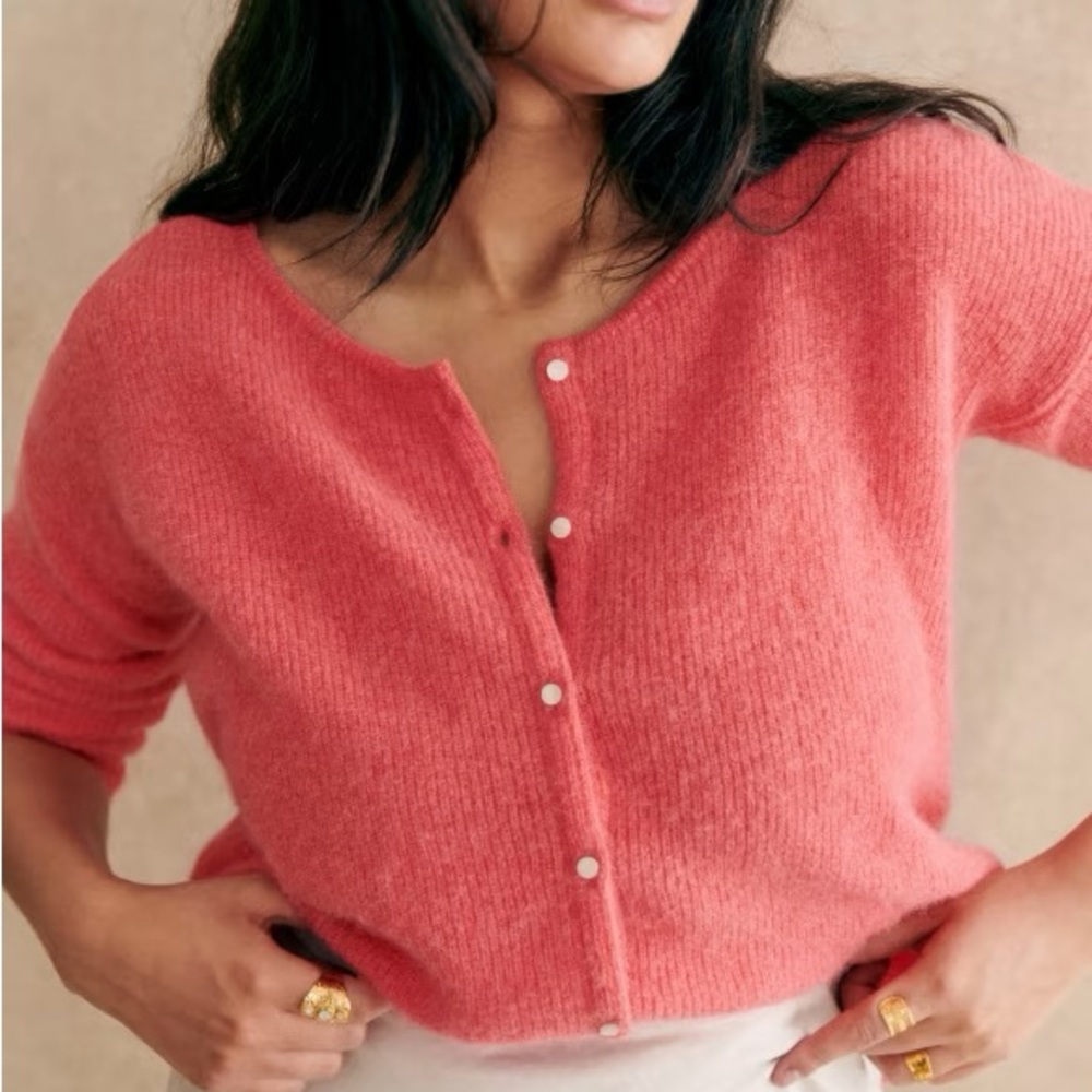 Sezane Gaspard Cardigan in Pink Peach